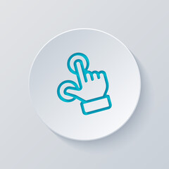 Obraz premium Touch action by finger, simple icon. Cut circle with gray and blue layers. Paper style