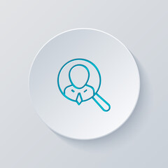 Human Resource, recruit to a job, search experts, talent people, business icon. Cut circle with gray and blue layers. Paper style
