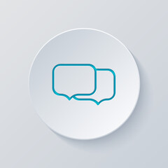 Speech bubbles, chat messages, text clouds, simple icon. Cut circle with gray and blue layers. Paper style