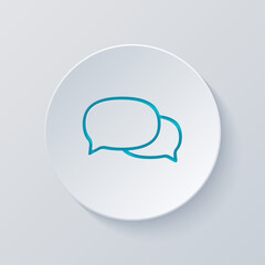 Speech bubbles, chat messages, text clouds, simple icon. Cut circle with gray and blue layers. Paper style