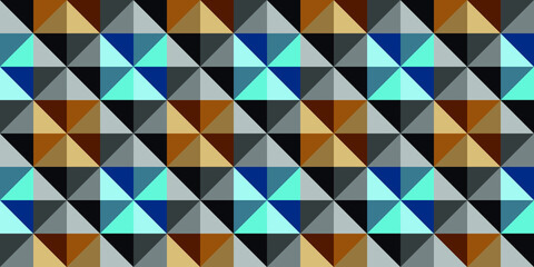 Seamless 3D pattern. Triangles. Optical illusions. Template for fabric or wrapping. Luxury modern textile. Psychedelic geometric design. Background. Wallpapers. 3D tiles for design interior. Vector.