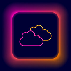 Glowing neon line Cloud icon isolated on black background. Colorful outline concept. Vector