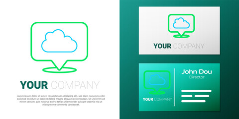 Fototapeta premium Line Location cloud icon isolated on white background. Colorful outline concept. Vector