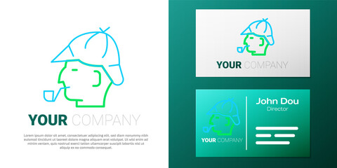 Line Sherlock Holmes with smoking pipe icon isolated on white background. Detective. Colorful outline concept. Vector