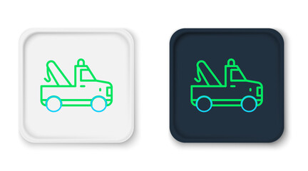 Line Tow truck icon isolated on white background. Colorful outline concept. Vector