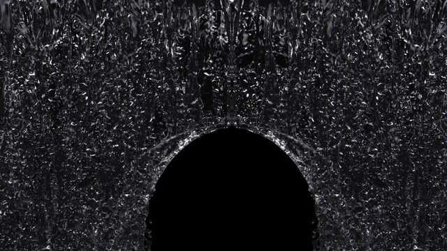 Waterfall texture loop isolated on black background. 4K for mapping 3d illustration.
