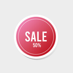 red sticker business circle 3d icon sale 50%