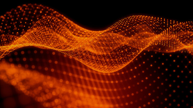 Big Data Concept. Orange, Futuristic Digital Style. 3D Render.