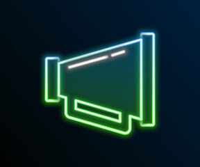 Glowing neon line Megaphone icon isolated on black background. Speaker sign. Colorful outline concept. Vector