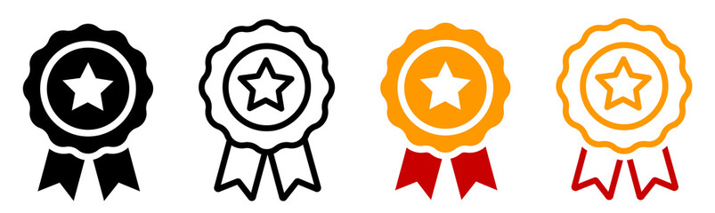 Set of star quality icons. Premium product stamp. Badge with star. Vector illustration.