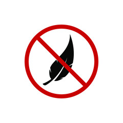 No feather sign isolated on white background. Vector illustration