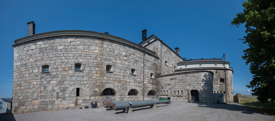 West façade on the old Vaxholm fortress in the archipelago of Stockholm