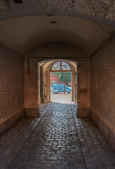 Fototapeta premium Passage in the old Vaxholm fortress in the archipelago of Stockholm