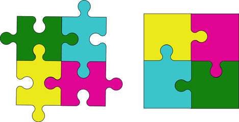 Set of puzzle pieces Vector. Colorful  Piece jigsaw game. 