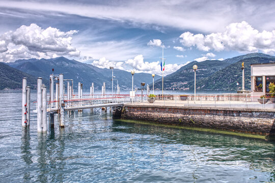 luino landing stage for cruise ship on the lago maggiore 