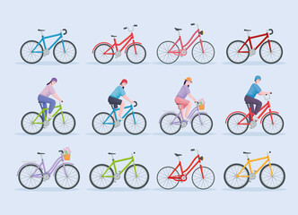 Naklejka premium bundle people riding bikes