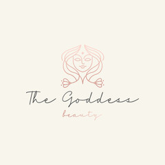 beautiful goddess outline vector logo design