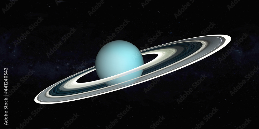 Wall mural uranus planet of solar system with ring in outer space. 3d rendered illustration. elements of this i
