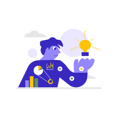 Flat illustration design idea data activity on white background