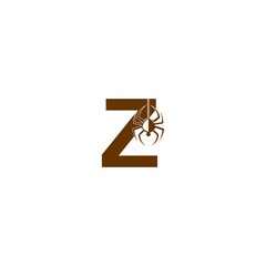 Letter Z with spider icon logo design template