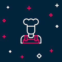 Line Cook icon isolated on blue background. Chef symbol. Colorful outline concept. Vector