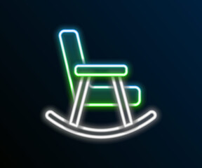 Glowing neon line Rocking chair icon isolated on black background. Colorful outline concept. Vector