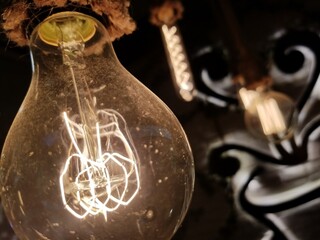 Vintage bulb lighting with dusty surface
