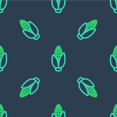 Line Corn icon isolated seamless pattern on blue background. Vector