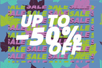 Abstract sale up to -50% off illustration template elements. Discount vector illustration. 