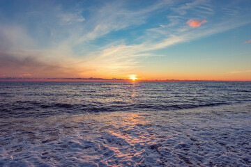 Fototapeta na wymiar Sunset view of the sea coast at summer time.
