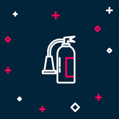 Line Fire extinguisher icon isolated on blue background. Colorful outline concept. Vector