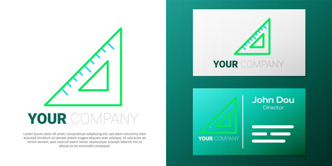 Line Triangular ruler icon isolated on white background. Straightedge symbol. Geometric symbol. Colorful outline concept. Vector