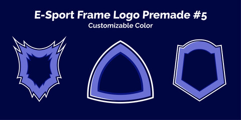 three set Esport shield frame Logo premade, customizable color © Hisyam H Fuadi