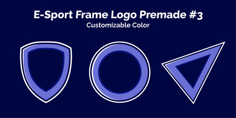 three set Esport shield frame Logo premade, customizable color © Hisyam H Fuadi