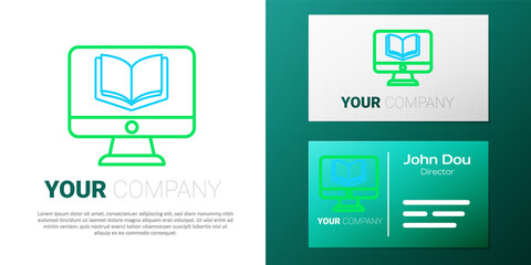 Line Online class icon isolated on white background. Online education concept. Colorful outline concept. Vector