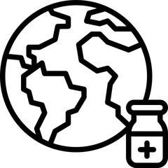 Globe and Vaccine bottle icon, Vaccine Development related vector