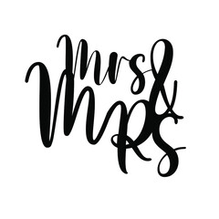 MRS and mrs. Gay wedding illustration. AND sign