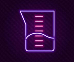 Glowing neon line Laboratory glassware or beaker icon isolated on black background. Colorful outline concept. Vector