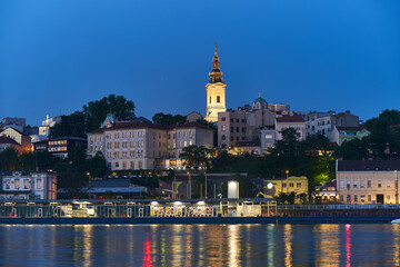 Naklejka premium Beautiful view of the historic center of Belgrade on the banks of the Sava River, Serbia