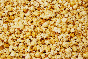 sprinkled popcorn close-up from above