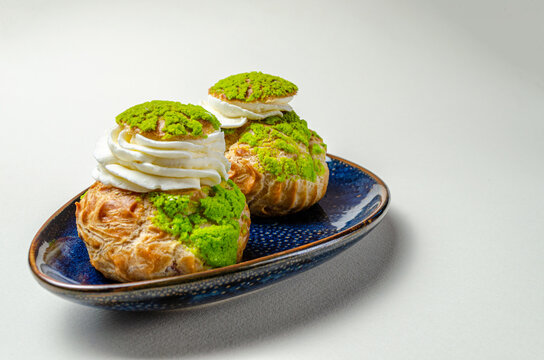 Pie mushrooms with cream. High quality photo