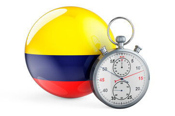 Stopwatch with flag of Colombia, 3D rendering