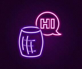 Glowing neon line Voice assistant icon isolated on black background. Voice control user interface smart speaker. Colorful outline concept. Vector