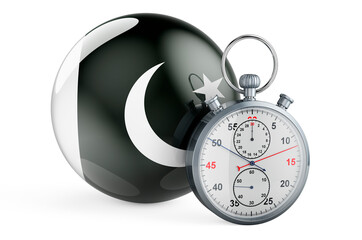 Stopwatch with flag of Pakistan, 3D rendering