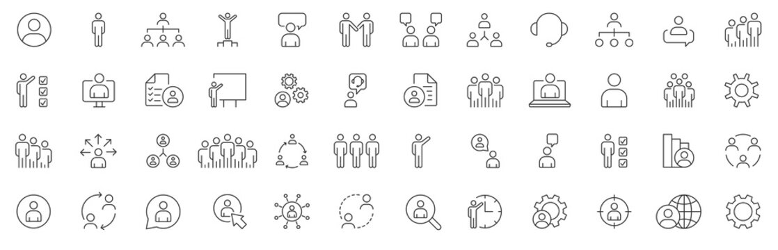 People icon set in flat style. Line icon set. Management line icons. Line Business People. Human resources. office management. Vector illustration.