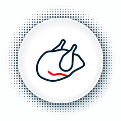 Line Roasted turkey or chicken icon isolated on white background. Colorful outline concept. Vector