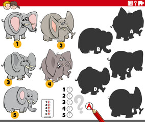 shadows game with cartoon elephant characters