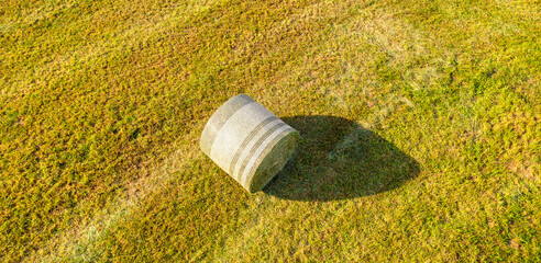 Fototapeta premium a bale of hay from above panorama