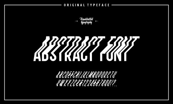 Abstract font, distorted letters of the English alphabet. A broken, stepped, stylized font.