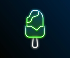 Glowing neon line Ice cream icon isolated on black background. Sweet symbol. Colorful outline concept. Vector